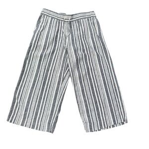 Banana Republic Striped Gray Linen Blend Wide Leg Cropped  Pants